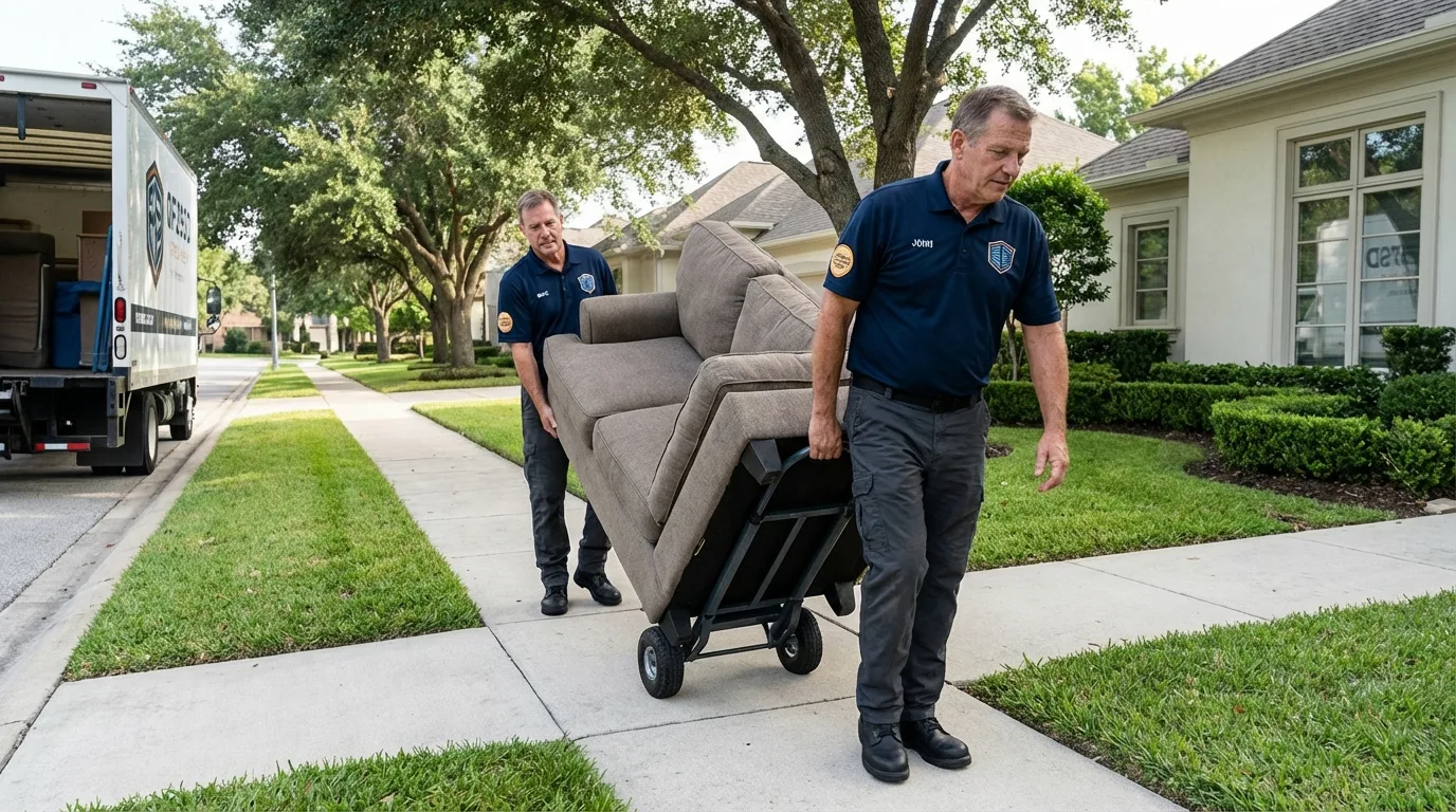Local residential moving crew loading furniture in Baxter Springs, KS
