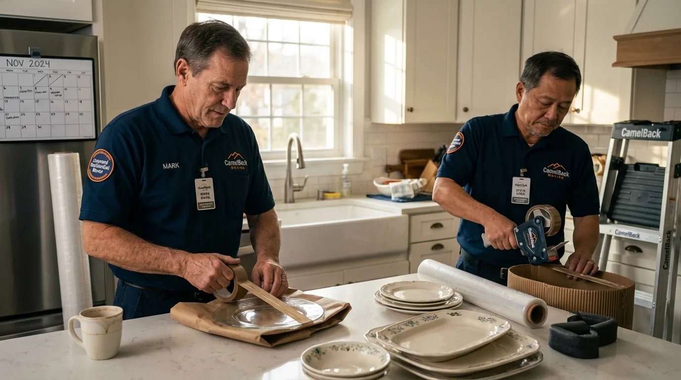 Professional crew packing kitchen dishware in Baxter Springs, KS